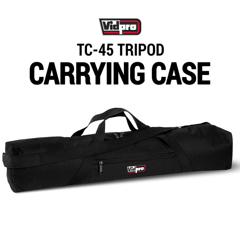 VidPro TC-45 Tripod Carrying Case - Heavy Duty Nylon Bag with Shoulder Straps and Handles - Compact Case with Full Length Zippered Closure Plus External Pocket Fits Tripod with Head up to 45 Inches - Image 2